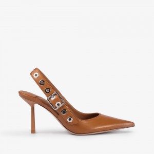 Le Silla COURTNEY SLINGBACK 80 mm Marroni Argento | IT_LS16498