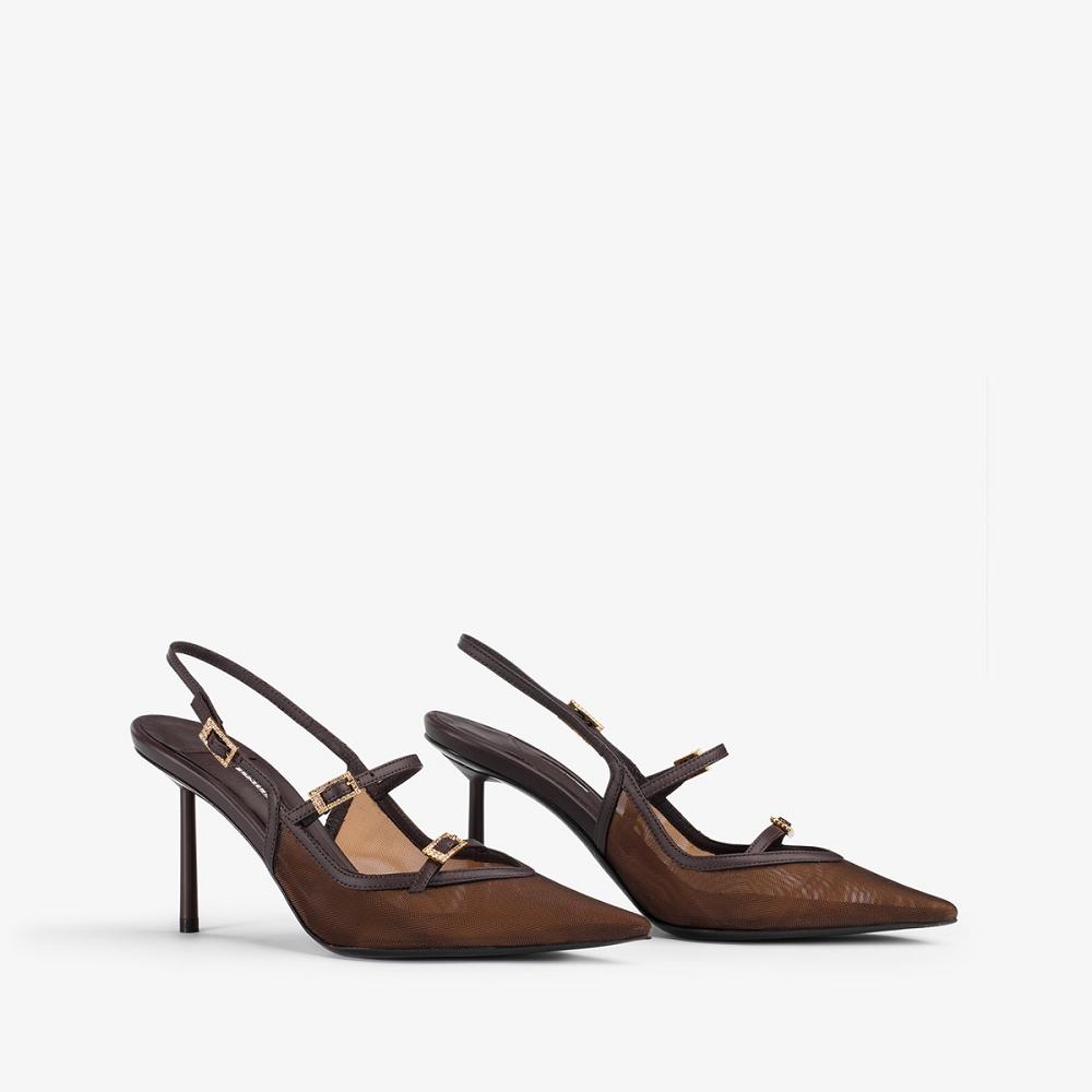 Le Silla MORGANA SLINGBACK 80 mm Cioccolato Scuro Marroni | IT_LS14558