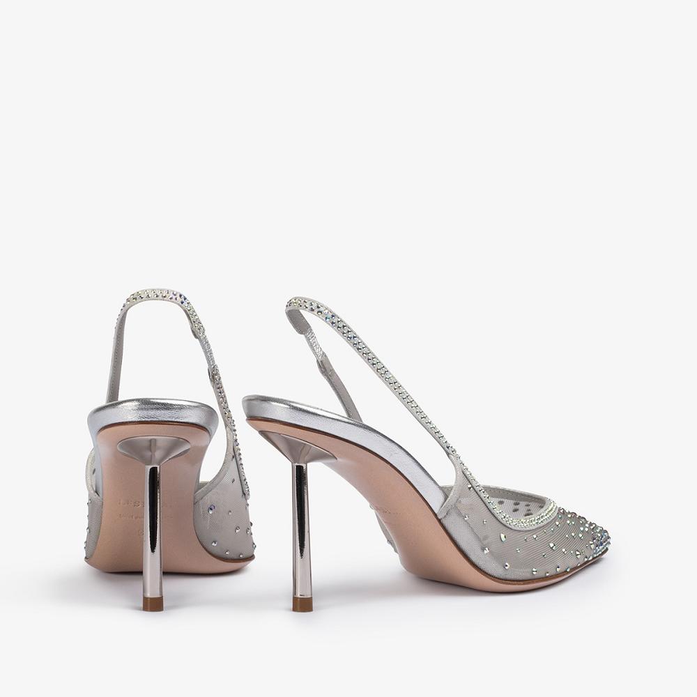 Le Silla NICOLE SLINGBACK 80 mm Argento | IT_LS45730