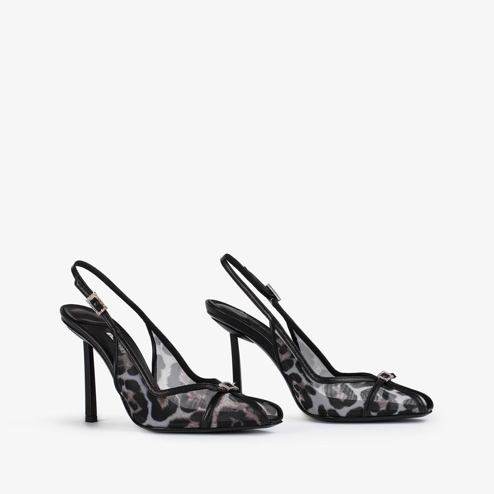 Le Silla VITTORIA SLINGBACK 100 mm Nere Leopardate | IT_LS86334